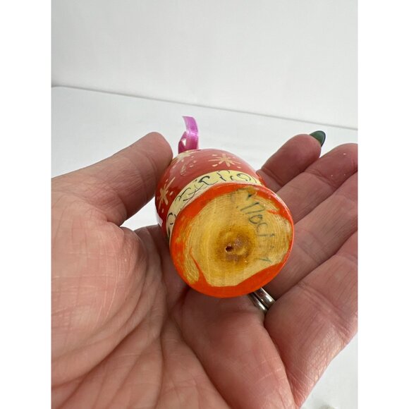 Hand-Painted Wooden Santa Matryoshka Doll Ornament Signed - Picture 3 of 5